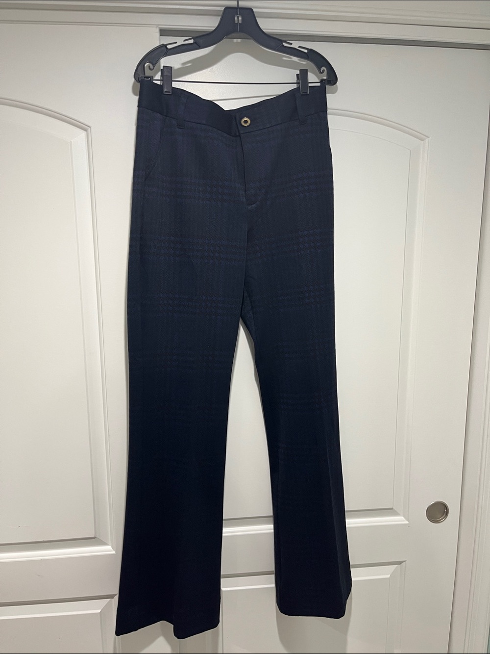 Black & blue tall plaid trousers